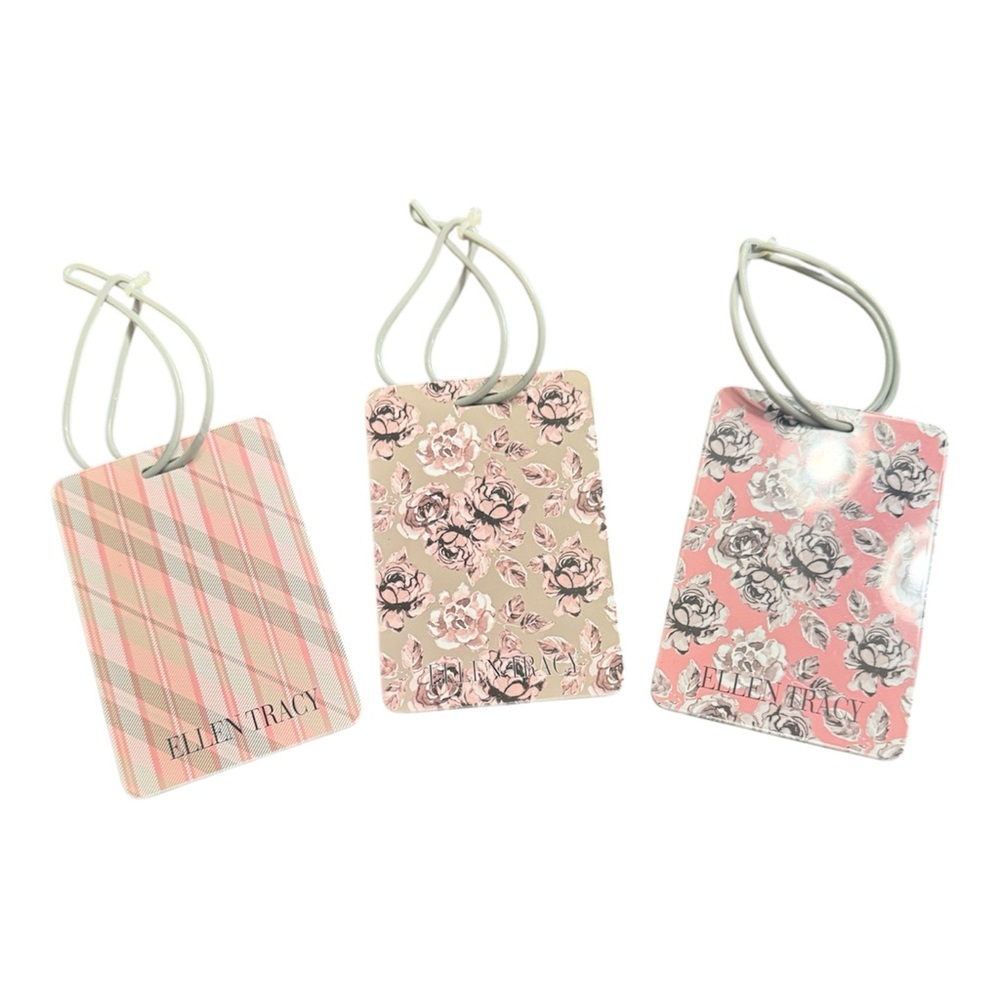 Ellen Tracy Floral Luggage Tags Set of 3 Pink Blush Travel ID Tags